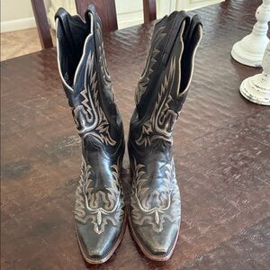 1883 by Lucchese Black Western Cowboy Boots with Embroidered Design